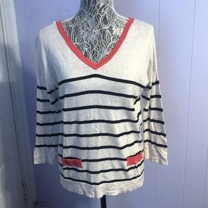 Black striped v-neck sweater